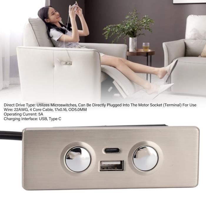 Contrôle de chaise élévatrice Contrôleur de canapé électrique 2 boutons universel 5 broches