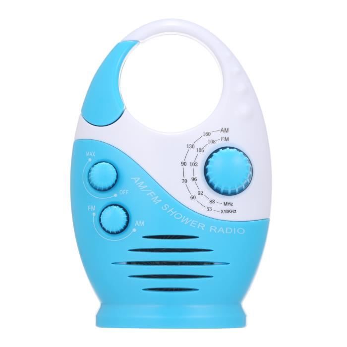 Mini radio AM/FM, haut-parleur étanche pour salle de bain, poignée supérieure pour insérer la carte de musique, bouton portatif, volume réglable, Noir/blanc