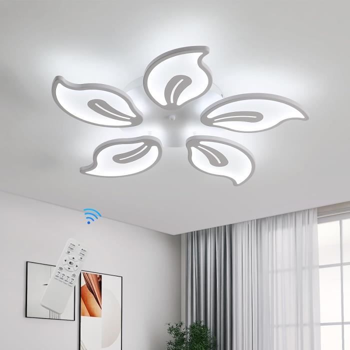 Nettlife LED Plafonnier Salon - 36W à Intensité Variable Avec Télécommande Blanc - Maison