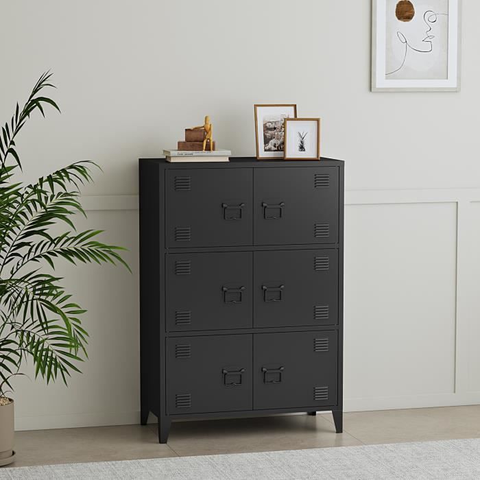 Armoire de bureau métallique Hamina acier 113 x 80 x 40 cm noir