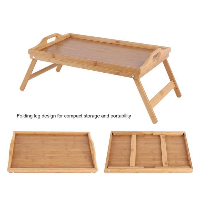 KKTONER Plateau De Lit En Bambou Avec Pieds Pliables - Table Petit Déjeuner Portable 50x30cm