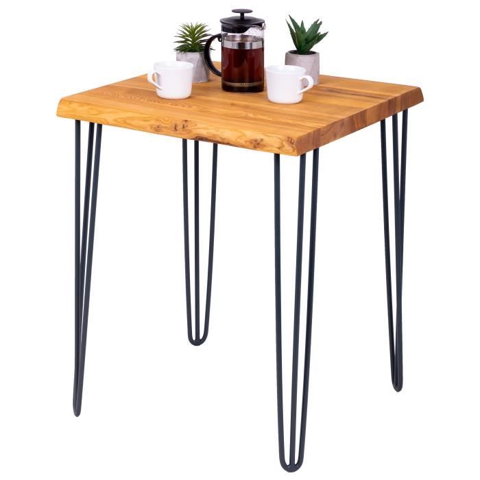 lamo manufaktur table de bar cuisine - table haute industrielle - table haute en bois - 60x60x76 cm - gris - creative - foncé