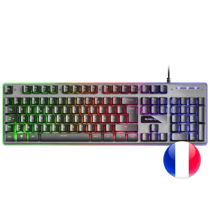 Mars Gaming MK220 – Clavier Gamer H-Mech – FRGB Rainbow + Halo – Français