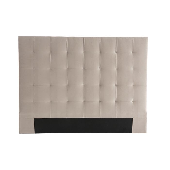Miliboo T&ecirc;te de lit capitonn&eacute;e en Tissu Velours Taupe L160 cm HALCIONA