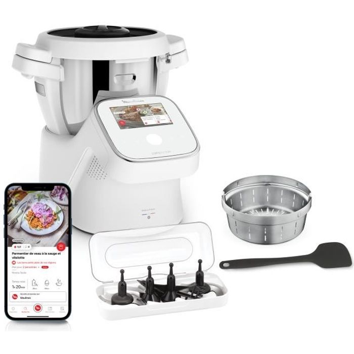 moulinex robot cuiseur, 4,5 l, 14 modes automatiques, connecté, application moulinex, fabriqué en france, i-companion touch
