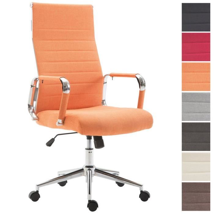 Chaise de Bureau - CLP - Kolumbus - Tissu Orange - Hauteur Réglable - Pivotante - Accoudoirs