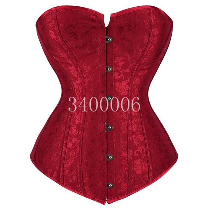 Corset Femme Gainant En Dentelle Et Satin - Bustier Galbant Taille, Lingerie Sexy Gothique Grande Taille