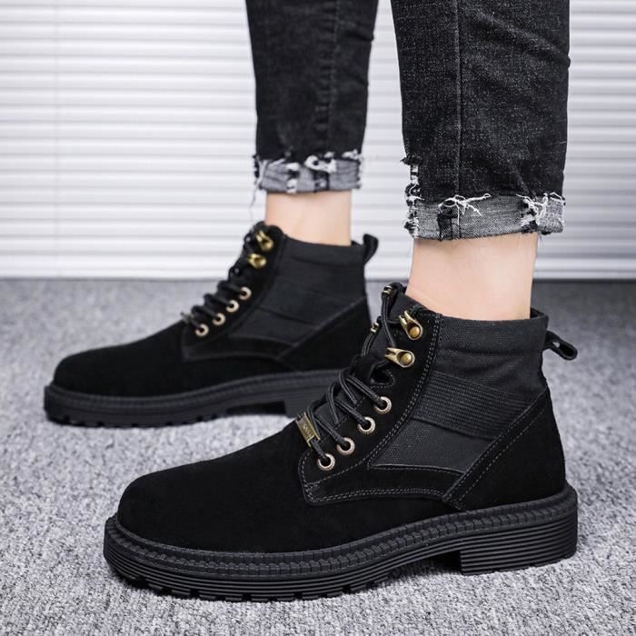 bottes suede noir homme