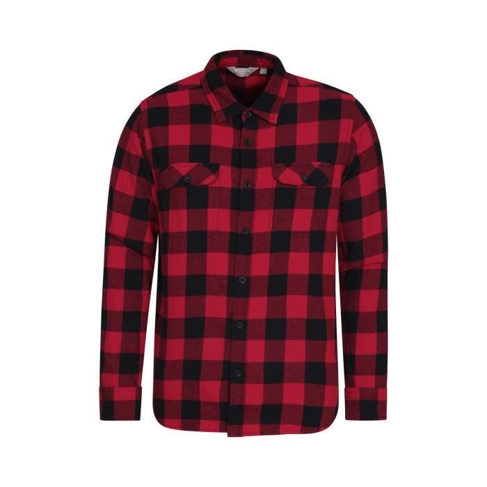 Chemise Homme Coton sans Repassage à Carreaux Manches Longues Respirante Bleu - Prêt-à