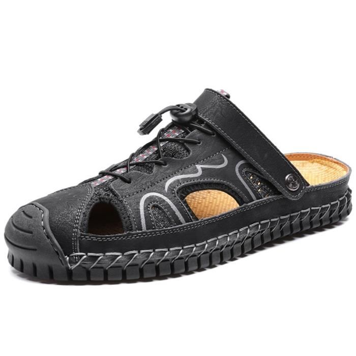GURGER Sabots Et Mules Homme Cuir Été - Sandales Confortables à Enfiler