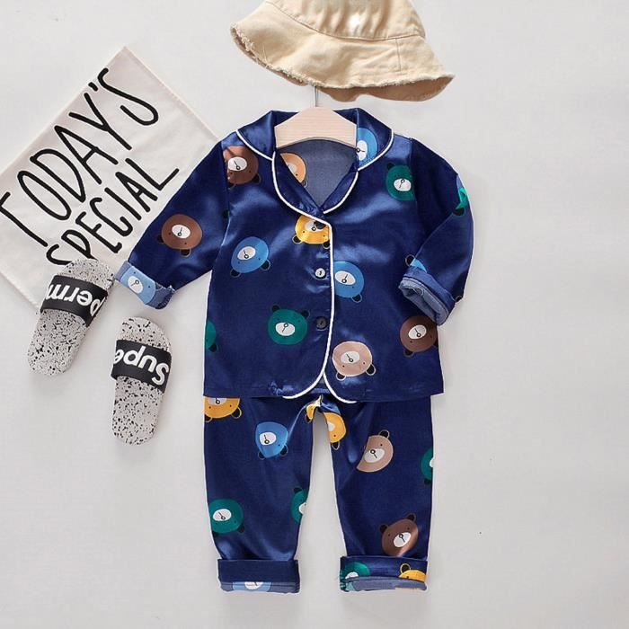 Ensemble De Vetements De Nuit En Satin Pour Bebe Garcon Et Fille Pour Tout Petits Marine Marine Cdiscount Pret A Porter