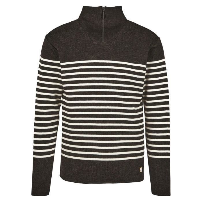 Pull Monte Carlo En Laine Mélangée à Col V Et Carreaux Marron/gris - Taille 64 - Neuf Avec étiquettes