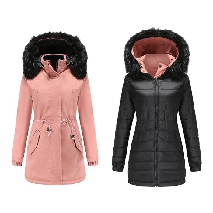 Parka D'hiver Pour Femmes - Capuche Fourrure, Doublure Polaire - Amropi