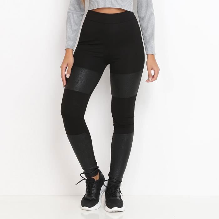 Legging noir avec empi cements motif Noir Cdiscount Chaussures