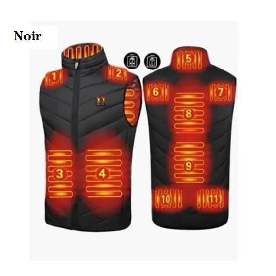 Gilet Chauffant Électrique USB, 3 Niveaux de Température, Taille Réglable pour Hommes et Femmes