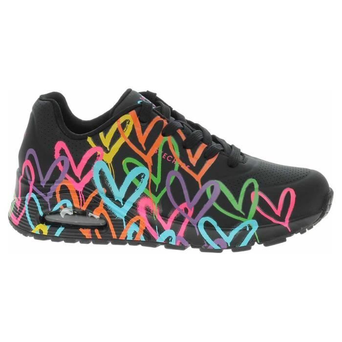 Skechers Chaussures Femme SKECHERS Uno Highlight Lovei Noir - Dessus Synthétique - Talon Plat - Lacets