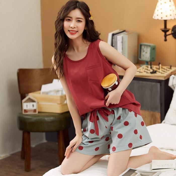 Tankaneo Tenue Été 2 Pièces Femme - Débardeur Et Short Élastique, Ensemble Sport Élégant Et Confortable