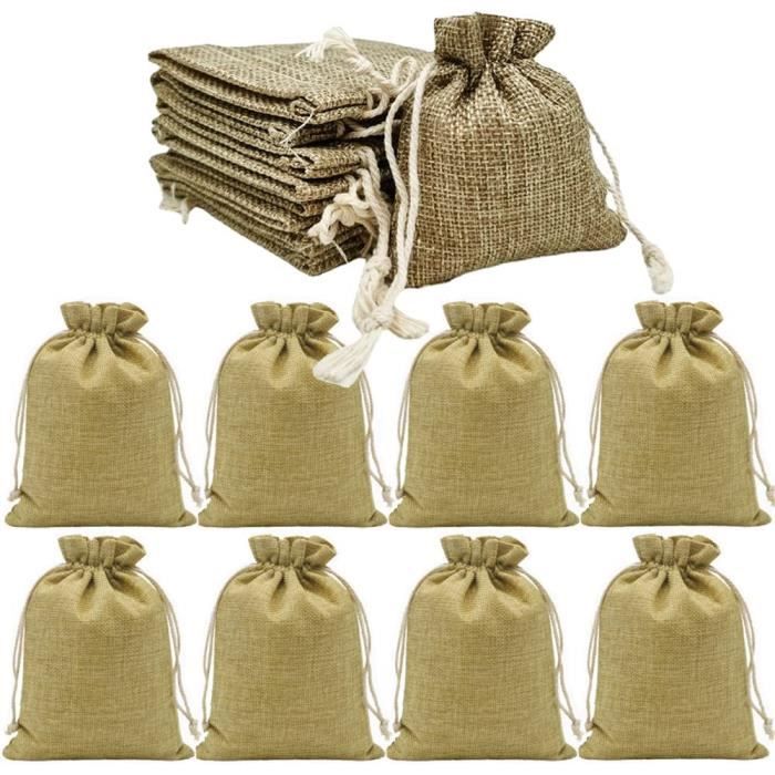 Sachet Jute 30 Pièces Sac en Toile de Jute Pochon Tissu Pochette en Tissu Petit Sac Sachets Sac