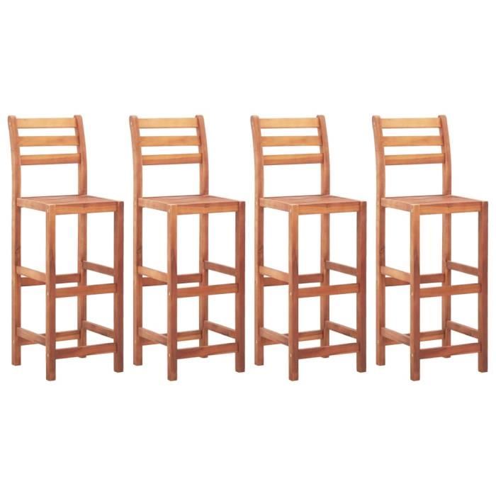 pwshymi - chaises de bar 4 pcs bois d'acacia solide