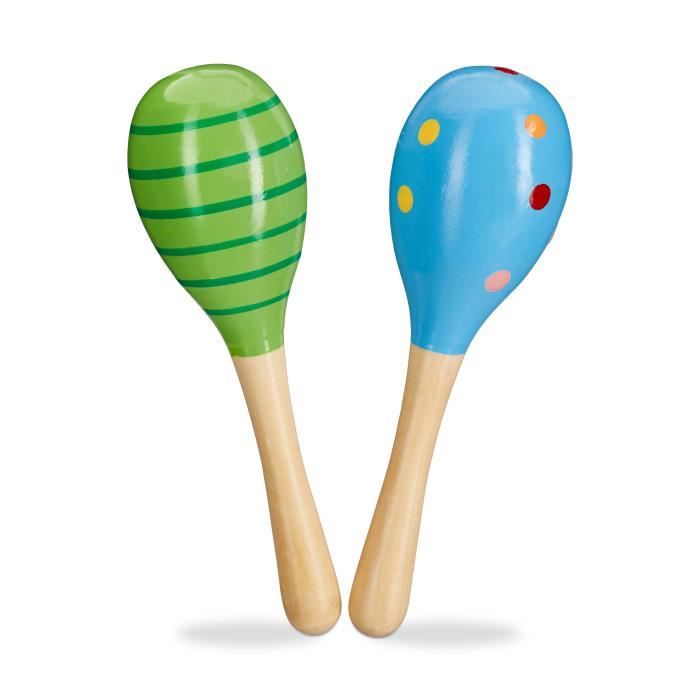 Relaxdays Maracas En Bois Lot De 2 Percussions Jeu Jouet Instrument Enfants Hochet Bebe Eveil Musical Vert Bleu Cdiscount Puericulture Eveil Bebe