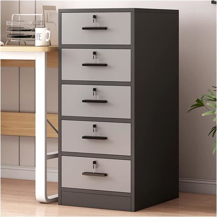 Caisson De Bureau 3 Tiroirs Avec Serrure – Meuble Métallique Blanc Sur Roulettes – 44x37x60 Cm – HOMSTEEL