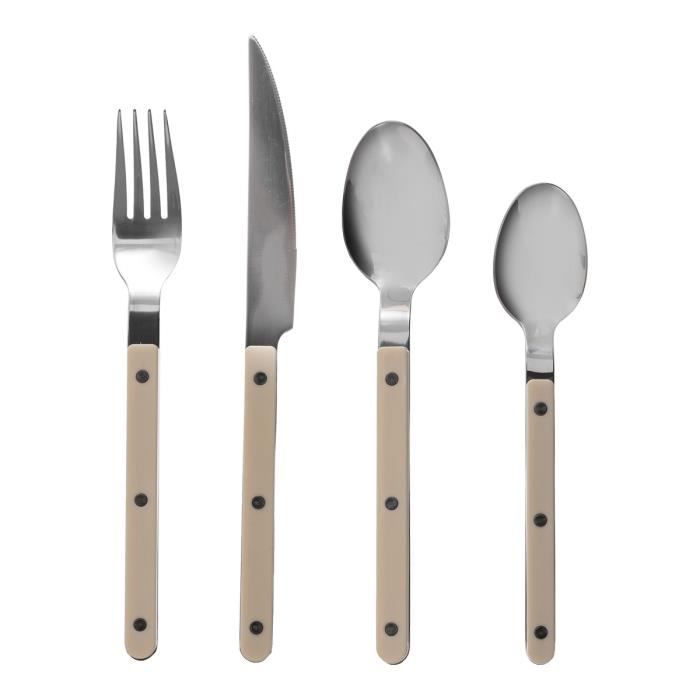 AMEFA Ménagère 24 Pièces Bongo – Service Complet 6 Personnes En Inox 18/0 Brillant, Design Martelé Élégant