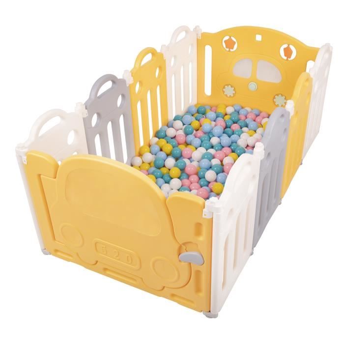 Parc Pour Bébé 180x120x66 Cm Avec 50 Balles Et 4 Ventouses - Filet Respirant, Porte à Zip - Sécurisé, Stable, Pour Jeu Et Motricité
