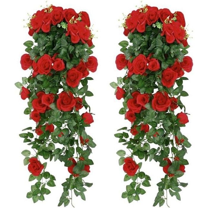 Fleurs Artificielles - SODIAL - Pack de 2 - Rouge - 90cm - D&eacute;corations Suspendues 