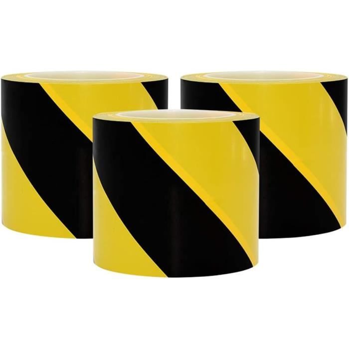 Ruban Signalisation Sol Hazard Jaune Noir PVC 50mm X 32m - Marquage Sécurité