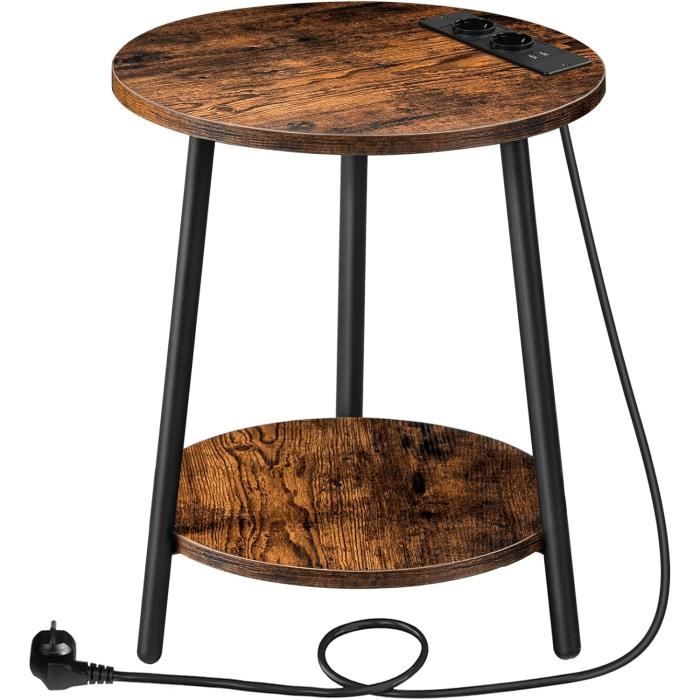 HOOBRO Table D'Appoint Avec Station De Charge, Table Basse Pliante En