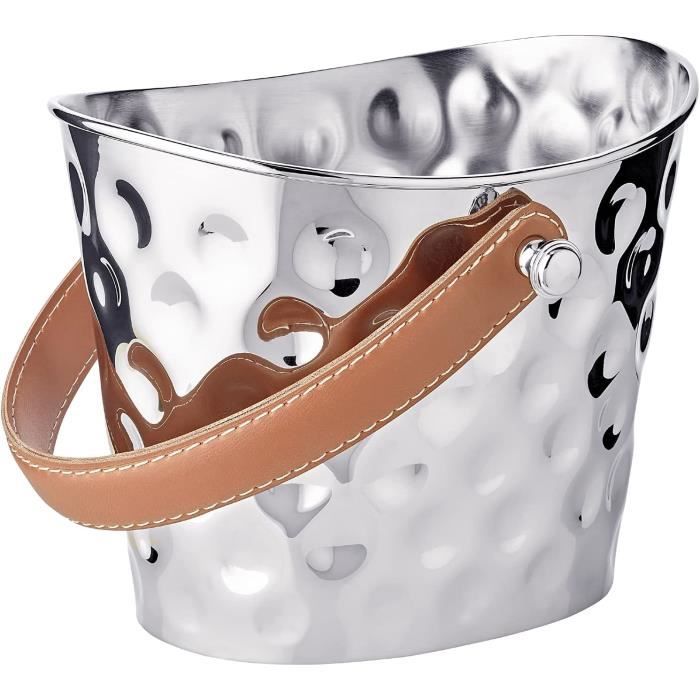 Seau à Glace EDZARD Rico En Acier Inoxydable Martelé - Hauteur 18 Cm, Avec Couvercle Et Pince - Conservation 8h