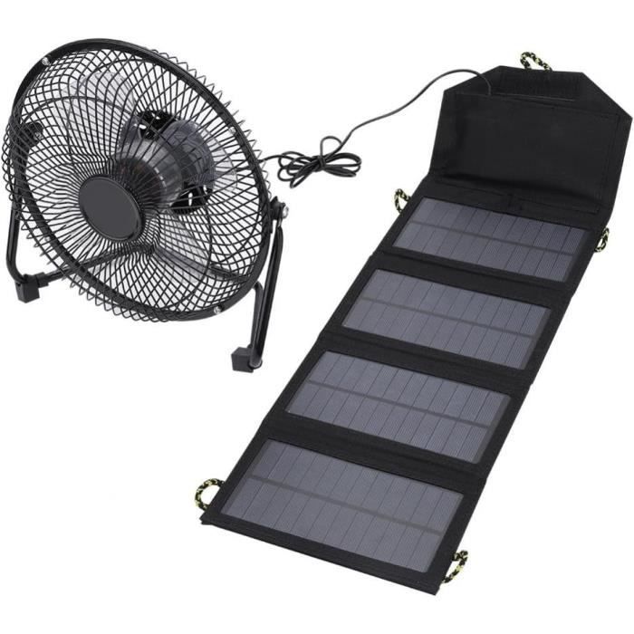 Panneau Solaire Portable 7W Avec Ventilateur - Chargeur Solaire USB Pour Camping Et Randonnée