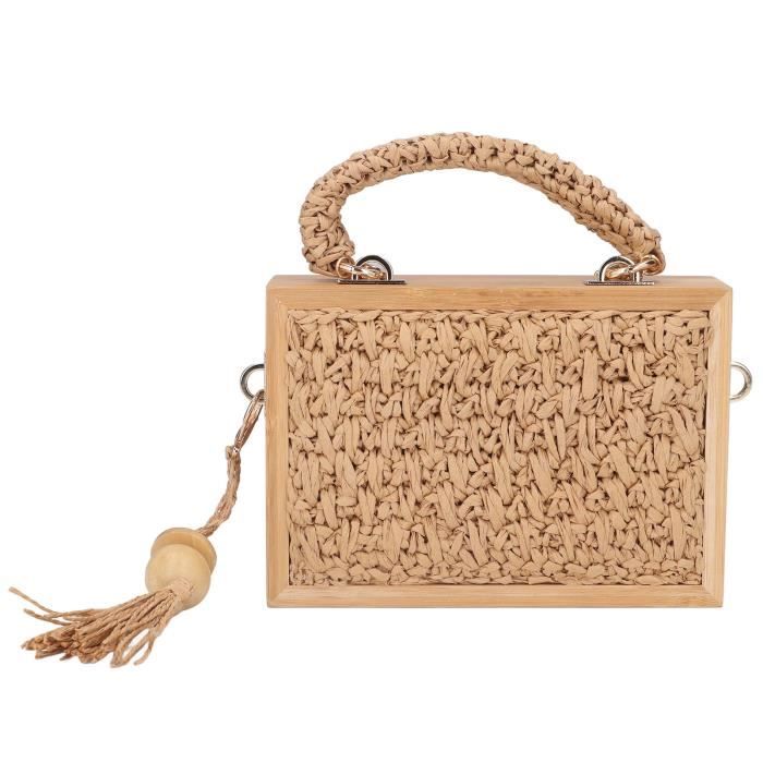 Petit Sac En Paille Avec Pompons Pour Femme – Pochette Téléphone, Bandoulière Réglable, Idéal été Et Plage - 7