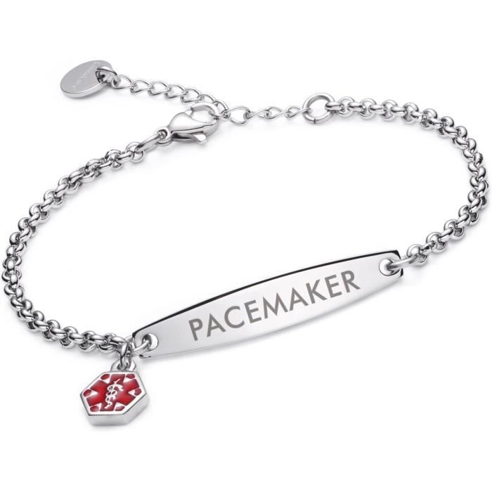 Bracelet D'alerte Médical En Acier Inoxydable - Étanche, Réglable, Léger - Gravure Personnalisée & QR Code - Pour Homme Et Femme, Sport, Voyage