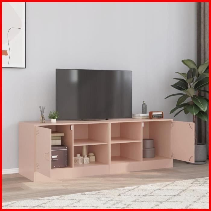 DXBK Meubles TV 2 pcs rose 67x39x44 cm acier 841694