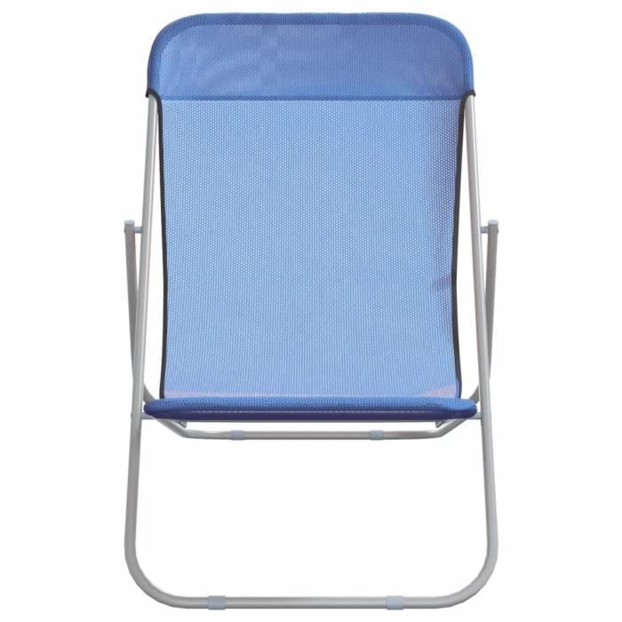 neuf chaises de plage pliantes 2pcs textilène acier enduit de poudre a360187 ruida