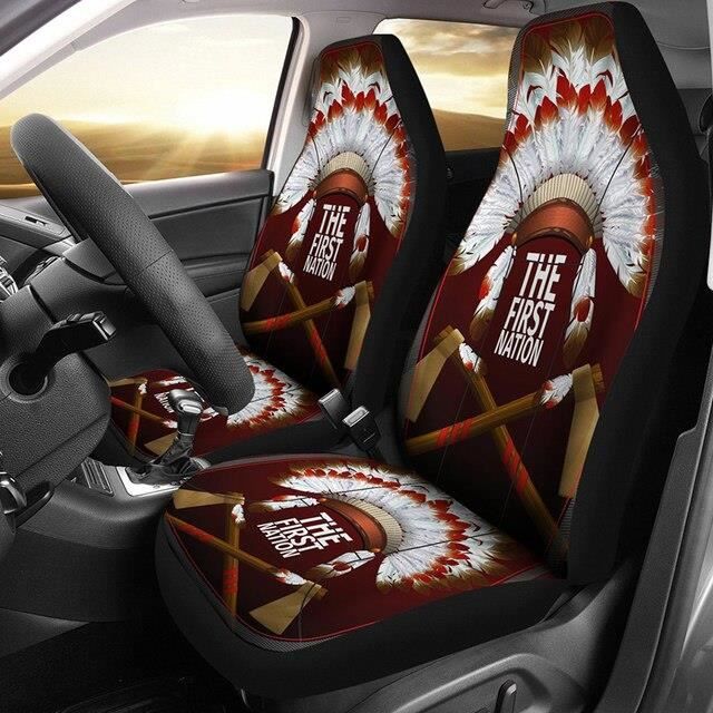 Dolyues Lot complet de 4 housses de siège de voiture avec motif attrape-rêves Couple de loups Love F9