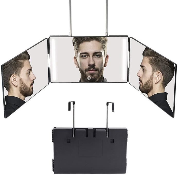 Miroir 360° Self Cut Mirror Miroir 3 Faces Pliable avec Crochets adaptables sur Toutes Les