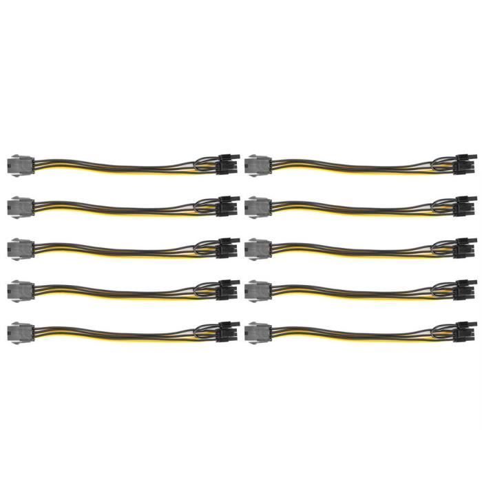 Lot De 2 Câbles PCI Express 4 Broches Mâle Vers 8 Broches Femelle - Alimentation GPU 20cm