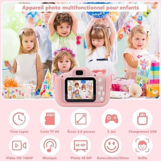Appareil Photo Numérique Compact 48MP HD 1080p - Rose, écran 2.4, Carte 32GB Incluse - Idéal Pour Débutants, Enfants, Cadeau Vintage
