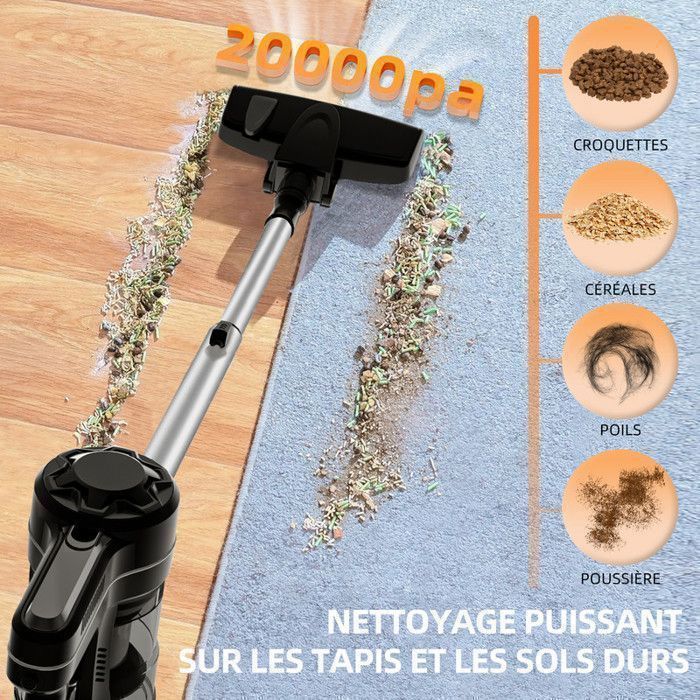 Aspirateur Balai Léger à Main Sans Sac - Câble 15 Pieds - 0,67L - 2033W - Noir - Neuf Sous Emballage