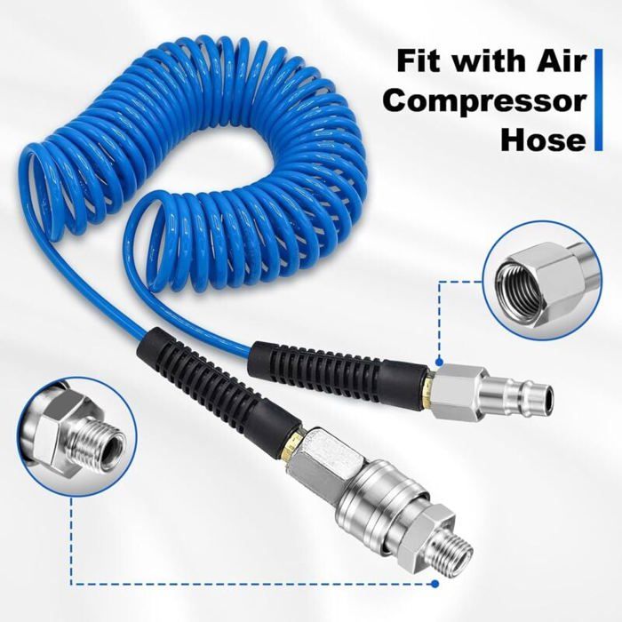 Tuyau Pneumatique PU Bleu 10 M - 4 Mm Extérieur, 14 Connecteurs - Pour Air, Eau, Irrigation