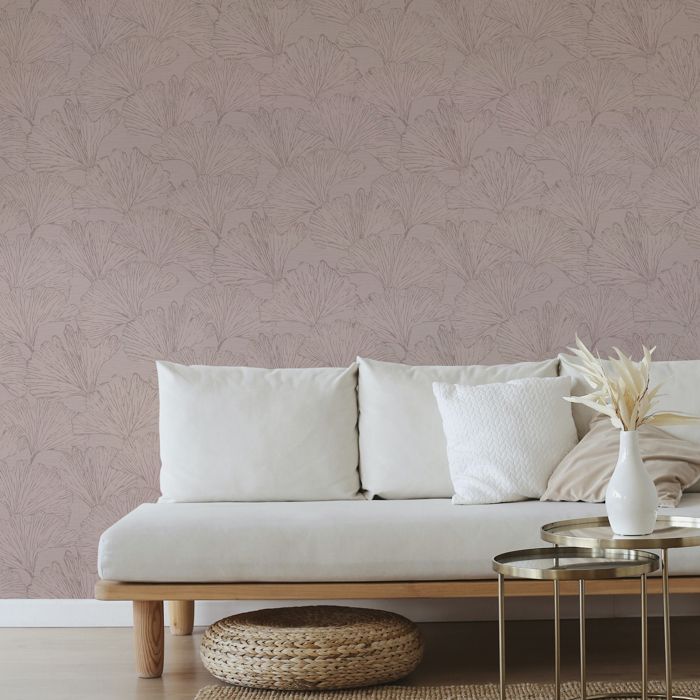 Papier peint intissé Feuillage Gigi 1005 x 52cm Rose poudré - Cdiscount ...