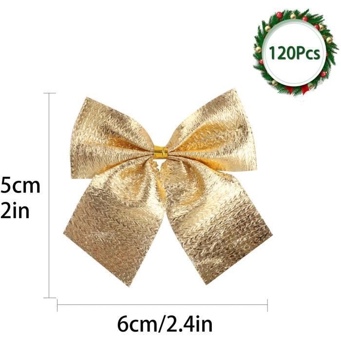 8 Pièces Noeuds De Ruban Brillants Pour Sapin De Noël - Décoration Or Et Rouge, Lot De 8