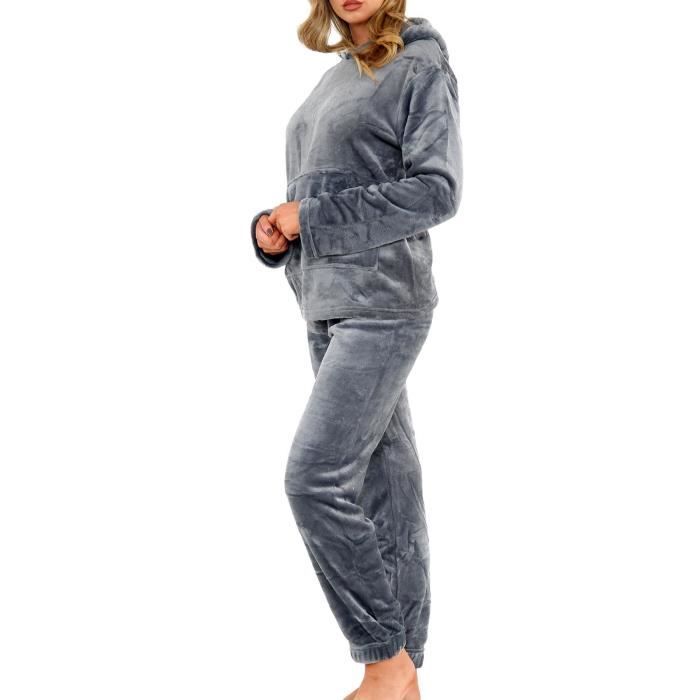 Pyjama Femme A2Z Doux Chaud Toison Twosie Adultes a Capuche Ensemble Taille S 2XL Charbon Cdiscount Pret a Porter