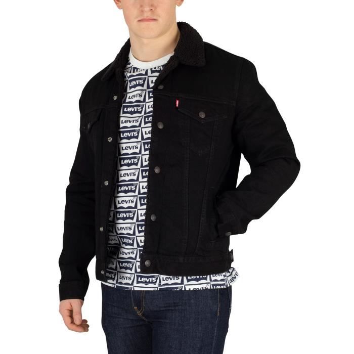 LEVI S Veste Sherpa Trucker Type 3 Noir Homme Noir Cdiscount