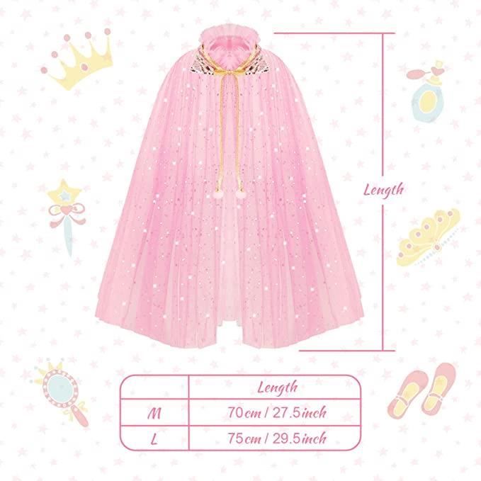 Proumhang Cape de Princesse pour Filles,Cape de Princesse Colorée,Robe de Princesse en Tulle avec Sequins Scintillants,Cadeau de Fête pour Les Filles Bleu Clair L Proumhang Cape de Princesse pour Filles,Cape de Princesse Colorée,Robe de Princesse en Tulle avec Sequins Scintillants,Cadeau de Fête pour Les Filles Bleu Clair L