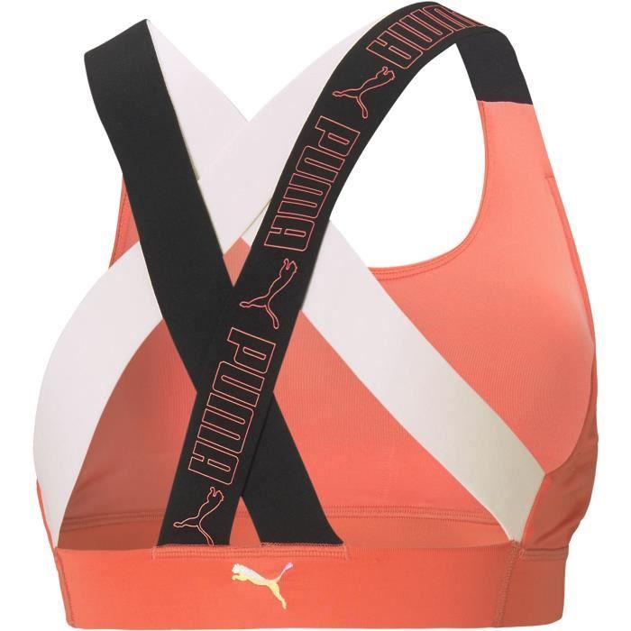 PUMA Brassiere sport Mid Impact Feel it coque amovible elastique souple technologie DRYCELL orange femme Orange Cdiscount Sport