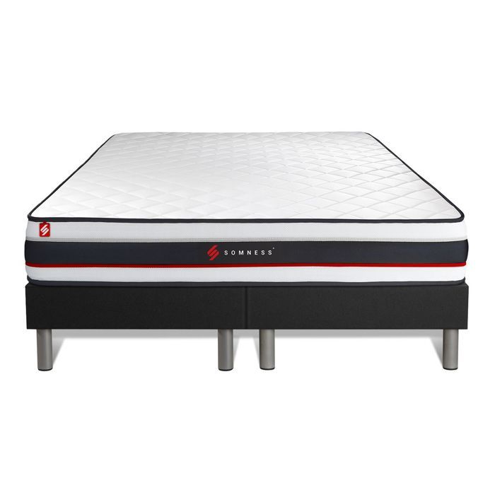 Ensemble Literie 2 Places (180x200) - Matelas + 2 Sommiers 90x200 - Mousse Très Ferme 19 Cm - Densité 55kg/m3 - Housse Respirante - Réversible été/hiver