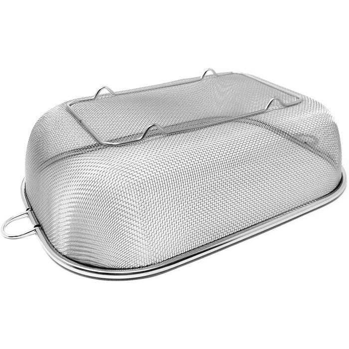 Tamis Rectangulaire Micro-Perforé Avec Jambes - Passoire Cuisine Acier Inoxydable 30x21cm